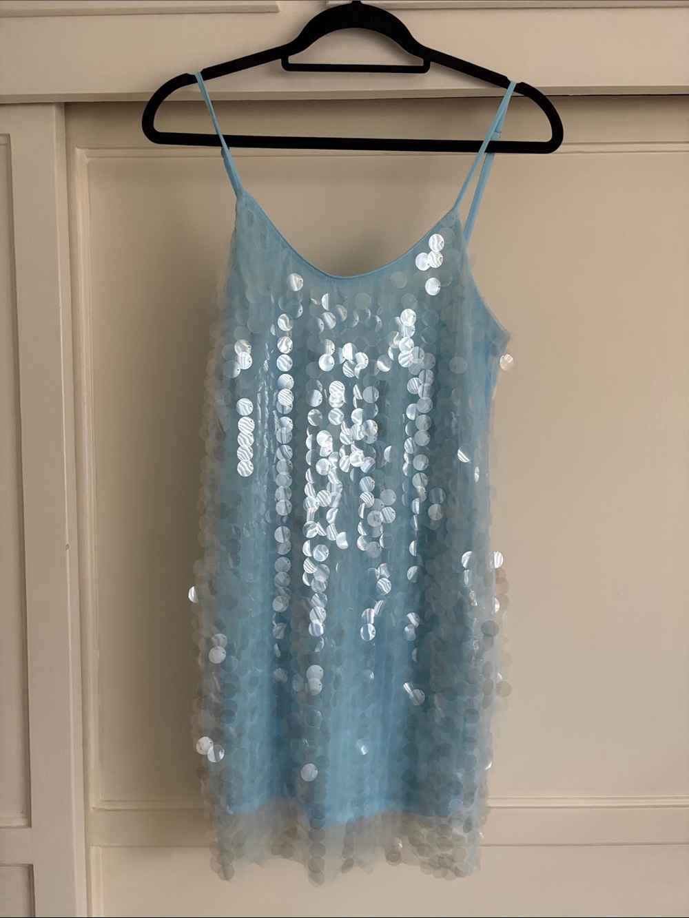 Light Blue Sequin Slip Dress